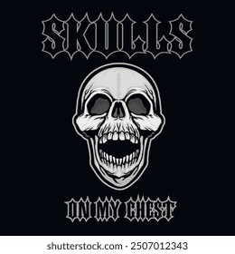 Gothic sign with skull, grunge vintage design t shirts
