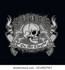 Gothic sign with skull, grunge vintage design t shirts