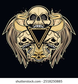 gothic sign with skull, grunge vintage design t shirts