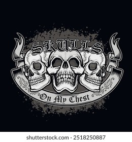 gothic sign with skull, grunge vintage design t shirts