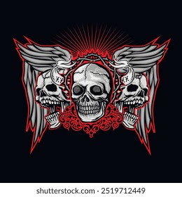 Gothic sign with skull, grunge vintage design t shirts
