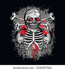 gothic sign with skull, grunge vintage design t shirts