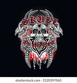 gothic sign with skull, grunge vintage design t shirts