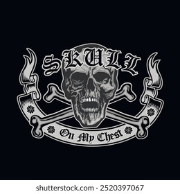 gothic sign with skull, grunge vintage design t shirts