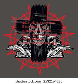Gothic sign with skull, grunge vintage design t shirts