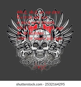 Gothic sign with skull, grunge vintage design t shirts
