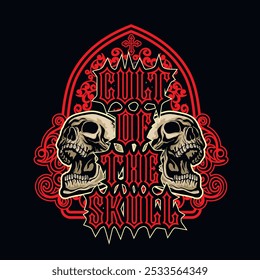 Gothic sign with skull, grunge vintage design t shirts
