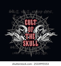 gothic sign with skull, grunge vintage design t shirts
