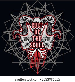 sinal gótico com crânio, grunge vintage design t camisas
