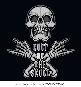 Gothic sign with skull, grunge vintage design t shirts
