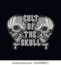 Gothic sign with skull, grunge vintage design t shirts
