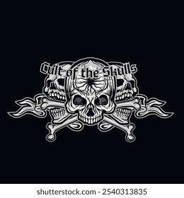 Gothic sign with skull, grunge vintage design t shirts