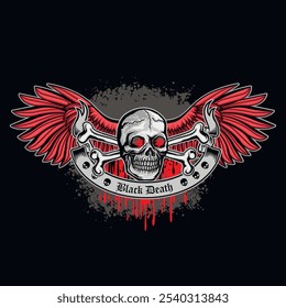 Gothic sign with skull, grunge vintage design t shirts