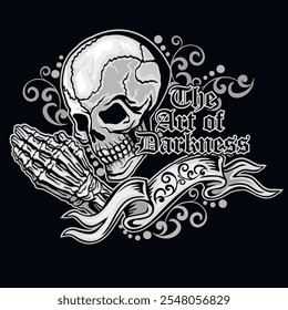 gothic sign with skull, grunge vintage design t shirts