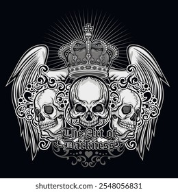 gothic sign with skull, grunge vintage design t shirts