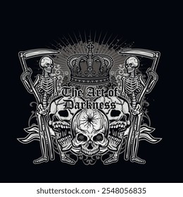 gothic sign with skull, grunge vintage design t shirts