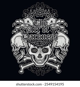 gothic sign with skull, grunge vintage design t shirts
