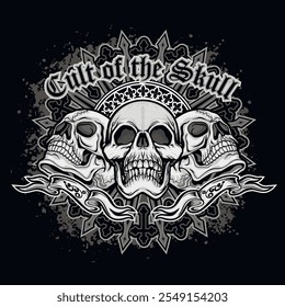 gothic sign with skull, grunge vintage design t shirts
