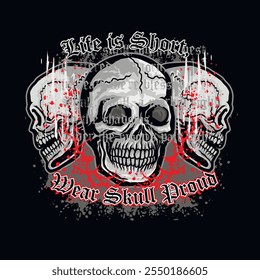 gothic sign with skull, grunge vintage design t shirts
