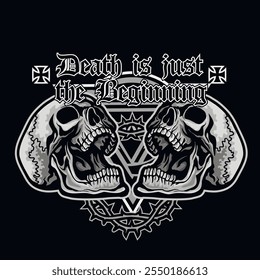 gothic sign with skull, grunge vintage design t shirts
