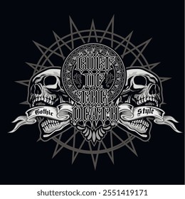 gothic sign with skull, grunge vintage design t shirts
