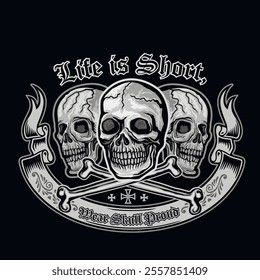 gothic sign with skull, grunge vintage design t shirts