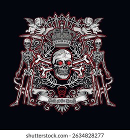 gothic sign with skull, grunge vintage design t shirts