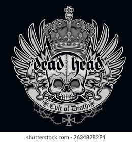 gothic sign with skull, grunge vintage design t shirts