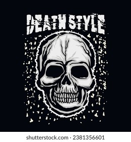 Gothic sign with skull (Hand drawn vector image), grunge vintage design t shirts
