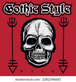 
Gothic sign with skull (Hand drawn vector image), grunge vintage design t shirts)