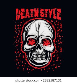 Gothic sign with skull (Hand drawn vector image), grunge vintage design t shirts