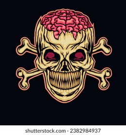 Gothic sign with skull (Hand drawn vector image), grunge vintage design t shirts