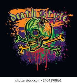 gothic sign with skull (Hand drawn vector image), grunge vintage design t shirts