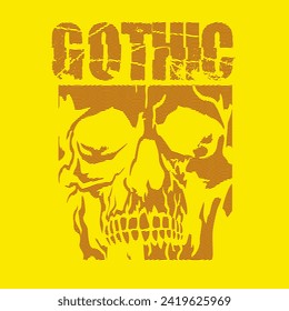 Gothic sign with skull (Hand drawn vector image), grunge vintage design t shirts
