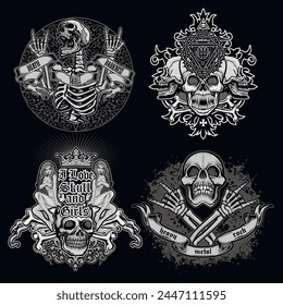 
Gothic sign with skull (Hand drawn vector image), grunge vintage design t shirts