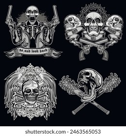 
Gothic sign with skull (Hand drawn vector image), grunge vintage design t shirts