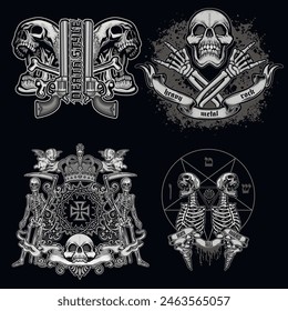 
Gothic sign with skull (Hand drawn vector image), grunge vintage design t shirts