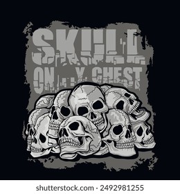 Gothic sign with skull (Hand drawn vector image), grunge vintage design t shirts