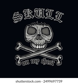 Gothic sign with skull (Hand drawn vector image), grunge vintage design t shirts