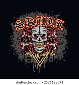 Gothic sign with skull (Hand drawn vector image), grunge vintage design t shirts