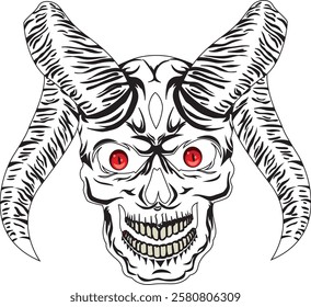 Gothic sign with skull and horns evil head vector