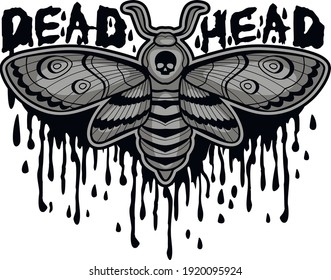 Gothic sign with skull on butterfly grunge vintage design t shirts