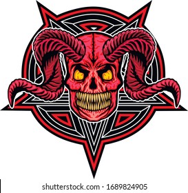 Gothic sign with skull and pentagram , grunge vintage design t shirts