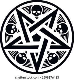 Gothic sign with skull and pentagram,grunge vintage design t shirts