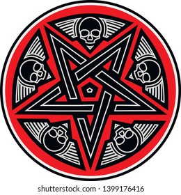 Gothic sign with skull and pentagram,grunge vintage design t shirts