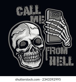 Gothic sign with skull and smartphone, grunge vintage design t shirts