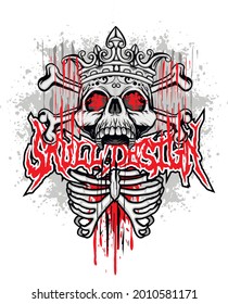 Gothic sign with skull and thorax, grunge vintage design t shirts