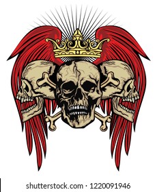 Gothic sign with skull and wings, grunge vintage design t shirts