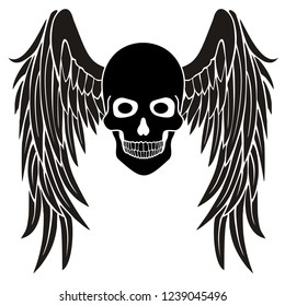 Gothic sign with skull and wings, grunge vintage design t shirts