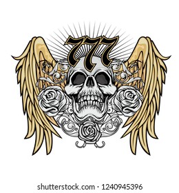 Gothic sign with skull and wings, grunge vintage design t shirts
